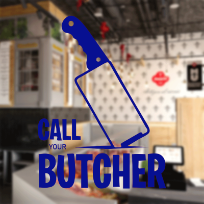 Kasap Ve Steak Houselara Özel Call Butcher Sticker Yapıştırma