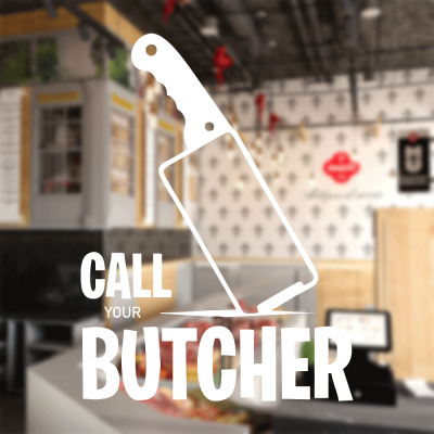 Kasap Ve Steak Houselara Özel Call Butcher Sticker Yapıştırma