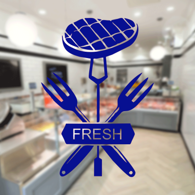 Kasap Ve Steak Houselara Özel Çatallar Ve Et Sticker Yapıştırma
