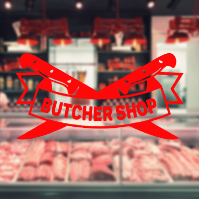 Kasap Ve Steak Houselara Özel Çift Bıçak Sticker Yapıştırma