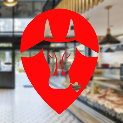 Kasap Ve Steak Houselara Özel Dört Yapraklı Yonca Ve Keçi Sticker Yapıştırma