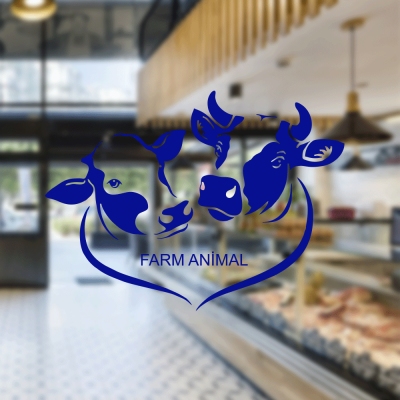 Kasap Ve Steak Houselara Özel Farm Animal Sticker Yapıştırma