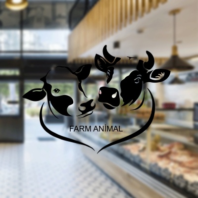 Kasap Ve Steak Houselara Özel Farm Animal Sticker Yapıştırma