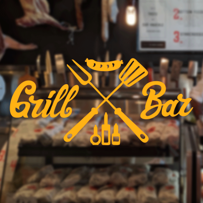 Kasap Ve Steak Houselara Özel Grill Bar Sticker Yapıştırma