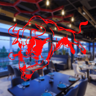 Kasap Ve Steak Houselara Özel Güçlü Kızgın Boğa Sticker Yapıştırma