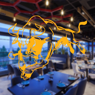 Kasap Ve Steak Houselara Özel Güçlü Kızgın Boğa Sticker Yapıştırma