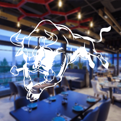 Kasap Ve Steak Houselara Özel Güçlü Kızgın Boğa Sticker Yapıştırma
