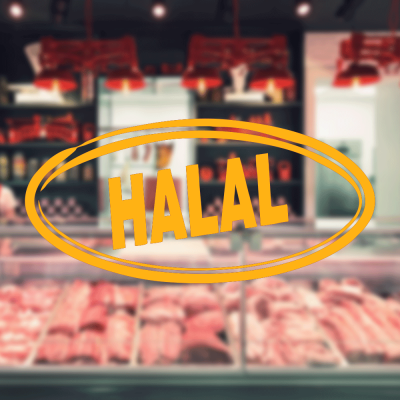 Kasap Ve Steak Houselara Özel Halal Yazısı Sticker Yapıştırma