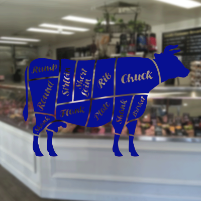 Kasap Ve Steak Houselara Özel İneğin Bölümleri Sticker Yapıştırma