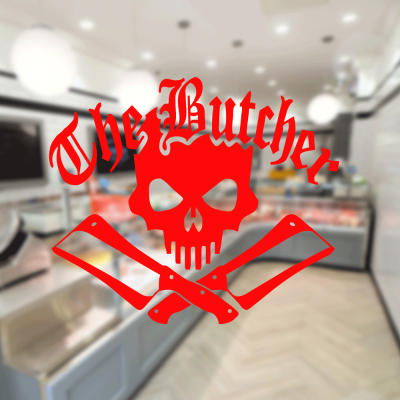 Kasap Ve Steak Houselara Özel Kuru Kafa The Butcher Sticker Yapıştırma