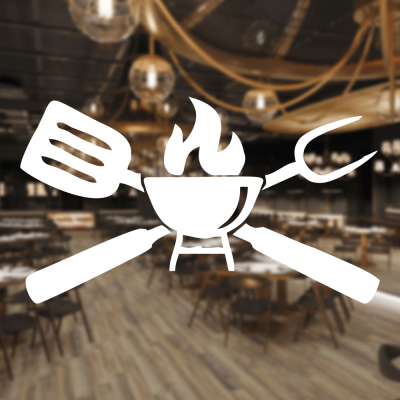Kasap Ve Steak Houselara Özel Mangal Silüeti Sticker Yapıştırma