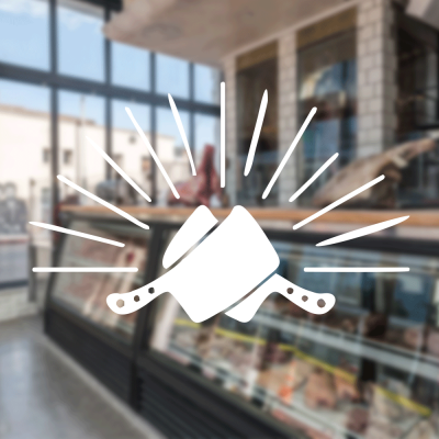 Kasap Ve Steak Houselara Özel Satırların Çarpışması Sticker Yapıştırma