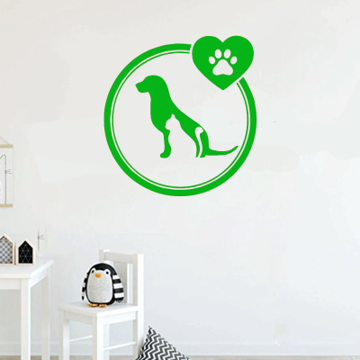 Petshop Ve Veterinerlere Özel DAire İçinde Kedi Ve köpek Silüeti Sticker Yapıştırma