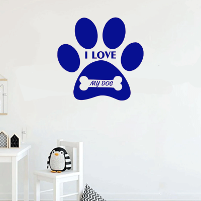 Petshop Ve Veterinerlere Özel I Love My Dog Sticker Yapıştırma
