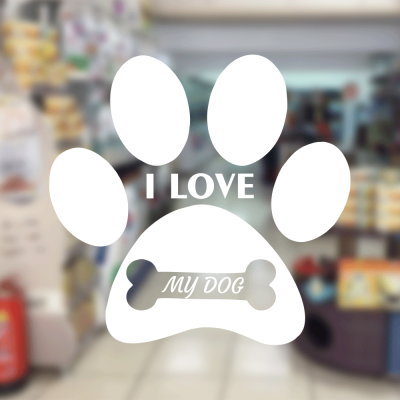 Petshop Ve Veterinerlere Özel I Love My Dog Sticker Yapıştırma