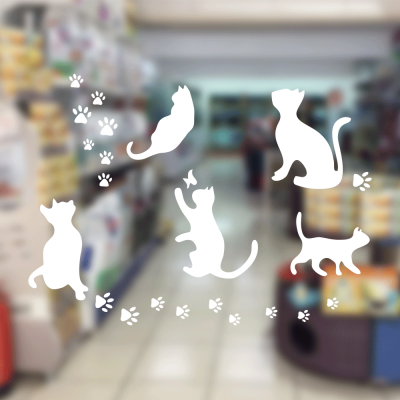 Petshop Ve Veterinerlere Özel Daldaki Kedi Sticker Yapıştırma