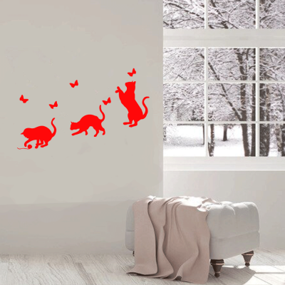 Petshop Ve Veterinerlere Özel Oynayan Kediler Sticker Yapıştırma