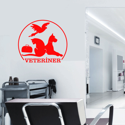  Petshop Ve Veterinerlere Özel Veteriner Yazısı Ve Hayvan Silüetleri Sticker Yapıştırma