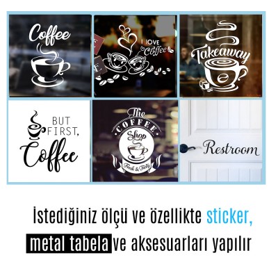 Kafe ve Restoranlara Özel Firma Salon Mesken Cam Vitrin Sticker Yapıştırma