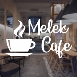 Kafe ve Restoranlara Özel Melek Cafe Yazısı Cam Vitrin Sticker Yapıştırma
