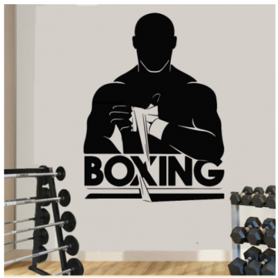 Boxing Man Yazısı Spor Salonu Duvar Stickerı