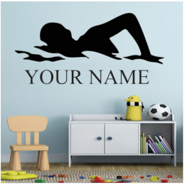 Yüzen Genç Your Name Yazısı Spor Salonu Duvar Stickerı