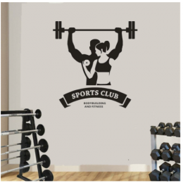 Sports Club Kadın ve Erkek Yazısı Spor Salonu Duvar Stickerı
