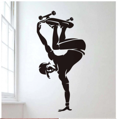 Genç Paten Oyuncusu  Yazısı Spor Salonu Duvar Stickerı