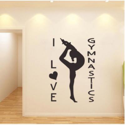 I Love Gymnastics  Yazısı Spor Salonu Duvar Stickerı