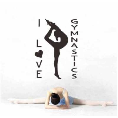 I Love Gymnastics  Yazısı Spor Salonu Duvar Stickerı