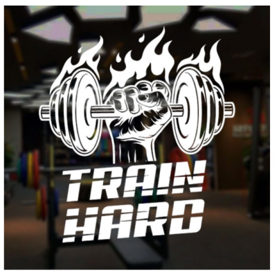 Spor Salonlarına Özel Train Hard Duvar Yazısı Cam Vitrin Sticker Yapıştırma