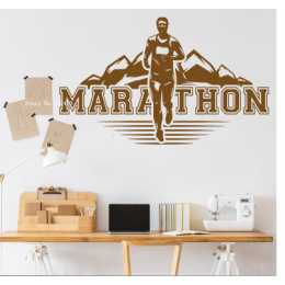 Spor Salonlarına Özel Maraton Koşucusu Duvar Yazısı Cam Vitrin Sticker Yapıştırma
