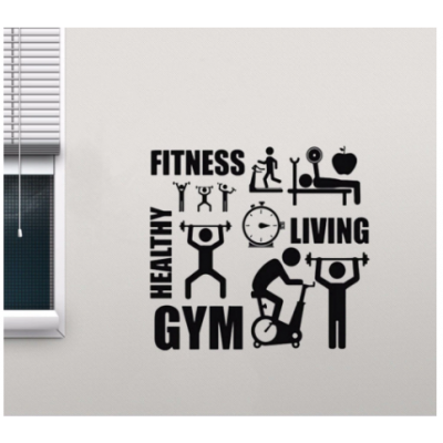 Fitness Living Healthy Gym Yazısı Spor Salonu Duvar Stickerı