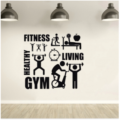 Fitness Living Healthy Gym Yazısı Spor Salonu Duvar Stickerı