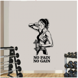 No Pain No Gain Yazısı Spor Salonu Duvar Stickerı