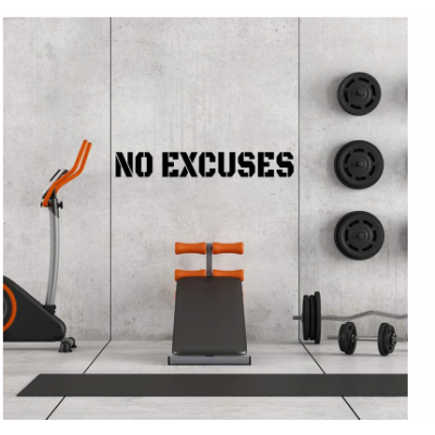 Spor Salonlarına Özel No Excuses Duvar Yazısı Cam Vitrin Sticker Yapıştırma