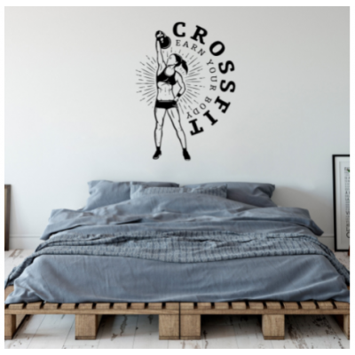 Spor Salonlarına Özel Crossfit Kadın  Duvar Yazısı Cam Vitrin Sticker Yapıştırma