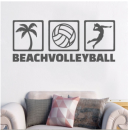 Spor Salonlarına Özel Beach Volleyball  Duvar Yazısı Cam Vitrin Sticker Yapıştırma