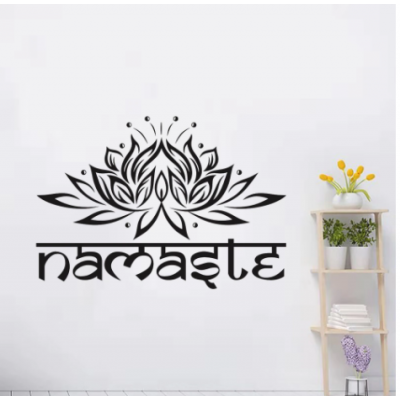 Spor Salonlarına Özel Hint Namaste Yazısı Cam Vitrin Sticker Yapıştırma