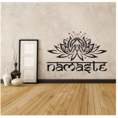 Spor Salonlarına Özel Hint Namaste Yazısı Cam Vitrin Sticker Yapıştırma