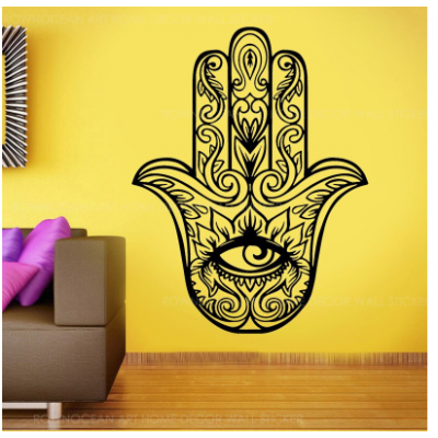 Spor Salonlarına Özel Hamsa El Deseni Yazısı Cam Vitrin Sticker Yapıştırma