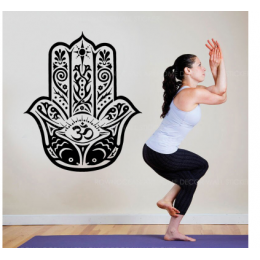 Spor Salonlarına Özel Yoga Hamsa El Deseni Yazısı Cam Vitrin Sticker Yapıştırma