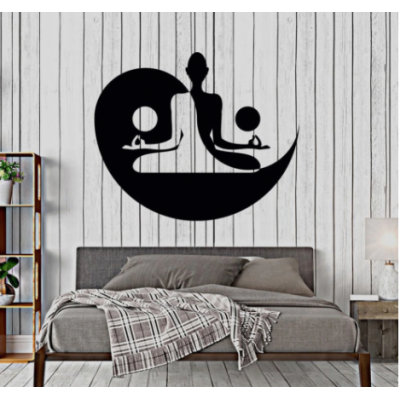 Spor Salonlarına Özel Yin Yang Yoga Yazısı Cam Vitrin Sticker Yapıştırma