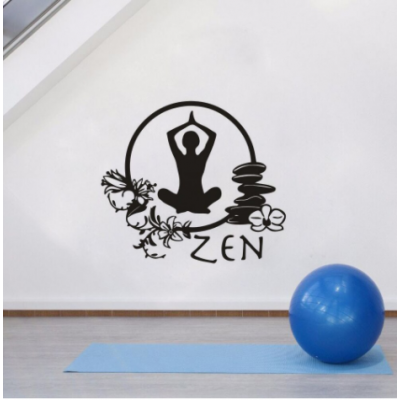 Spor Salonlarına Özel Daire Zen Yoga Yazısı Cam Vitrin Sticker Yapıştırma