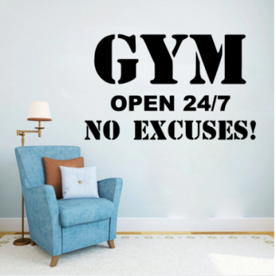 GYM OPEN 24/7 Yazısı Spor Salonu Duvar Stickerı