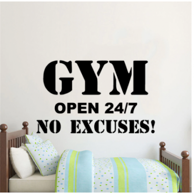 GYM OPEN 24/7 Yazısı Spor Salonu Duvar Stickerı
