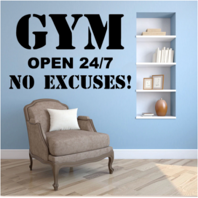 GYM OPEN 24/7 Yazısı Spor Salonu Duvar Stickerı