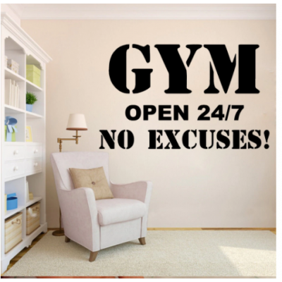 GYM OPEN 24/7 Yazısı Spor Salonu Duvar Stickerı