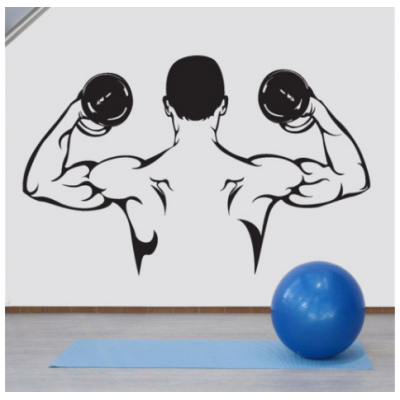 Dambıl Kaslı Erkek  Yazısı Spor Salonu Duvar Stickerı
