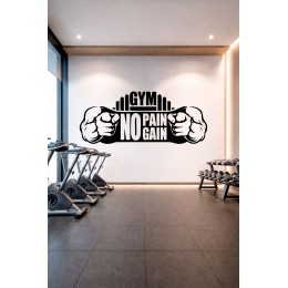 No Pain No Gain Yazılı Fitness Motivasyon Dekoru - Spor Salonu Sticker
